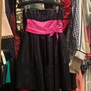 Betsey Johnson Black Skirt with Pink Sash